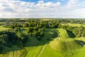 Aerial view of Kernave Archaeological site, a medieval capital of the Grand Duchy of Lithuania Royalty Free Stock Photo