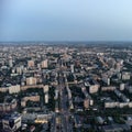 Aerial evening Kharkiv city center, Nauky street Royalty Free Stock Photo