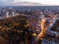 Aerial city with street lights illumination Royalty Free Stock Photo