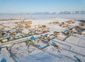 Aerial view of Khuzhir village on Olkhon Island, the largest island in Lake Baikal, Russia. Royalty Free Stock Photo