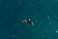 Aerial view of kids swimming at the sea. Boys swimming happily. childhood concept