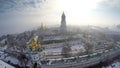 Aerial view Kiev-Pechersk Lavra in winter