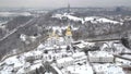 Aerial view Kiev-Pechersk Lavra in winter, Kiev , Ukraine. Royalty Free Stock Photo