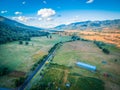 Aerial view of Kiewa Valley Highway at sunset. Victoria, Australia. Royalty Free Stock Photo