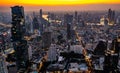 Aerial view of King Power Mahanakhon tower in Sathorn Silom central business district of Bangkok, Thailand