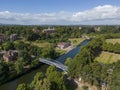 An aerial view of the Kingsland Bridge spanning the River Severn in Shrewsbury, Shropshire Royalty Free Stock Photo