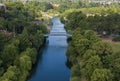 An aerial view of the Kingsland Bridge spanning the River Severn in Shrewsbury, Shropshire Royalty Free Stock Photo