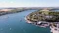 Aerial view of Kinsale town surrounded by buildings and water