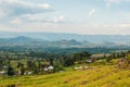 Aerial view of Kisoro Town seen from Mount Muhabura in the Mgahinga Gorilla National Park, Uganda