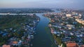 Aerial view of klong lad kred important landmark of chaopraya ri Royalty Free Stock Photo