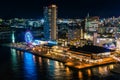 Aerial view of Kobe Harborland and Mosaic garden at night