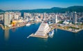 Aerial view of Kobe Port Tower under construction and downtown Sannomiya Royalty Free Stock Photo