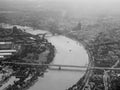 Aerial view of Koeln, black and white Royalty Free Stock Photo