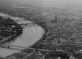Aerial view of Koeln, black and white Royalty Free Stock Photo