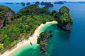 Aerial view of Koh Hong island in Krabi, Thailand.