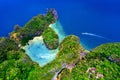 Aerial view of Koh Hong island in Krabi, Thailand.