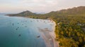 Aerial view of koh Mook with beautiful sky on morning, at Trang, Thailand. It is a small idyllic island in the Andaman Sea