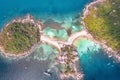 Aerial view of Koh Nang Yuan island near Koh Tao, Koh Nangyuan, Surat Thani, Thailand Royalty Free Stock Photo