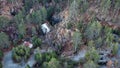 Aerial view of Kokkinorotsos abandoned chromite mine in Troodos, Cyprus