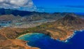 Aerial view of Koko Head, Maunalua Bay lagoon and Honolulu coast Royalty Free Stock Photo