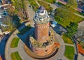 Aerial view on Kolobrzeg city, area of Lighthouse at Baltic Sea shore Royalty Free Stock Photo