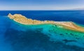 Aerial view of Kolokitha island near the town of Elounda in Crete, Greece Royalty Free Stock Photo