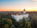 Aerial view of Konopiste Castle on sunrise Royalty Free Stock Photo