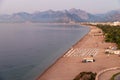 Aerial view of Konyaati beach in Antalya Turkey at sunrise in the morning Royalty Free Stock Photo
