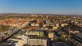 Aerial view of Koszalin city center during the \