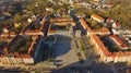 Aerial view of Koszalin city center during the \