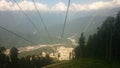 Aerial view of Krasnaya Polyana taken from the cabin of cableway, Russia
