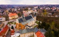 Krasnik town historical center with Cathedral and buildings Royalty Free Stock Photo