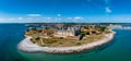 Aerial view of Kronborg castle with ramparts, ravelin guarding the entrance to the Baltic Sea Royalty Free Stock Photo