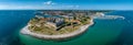 Aerial view of Kronborg castle with ramparts, ravelin guarding the entrance to the Baltic Sea Royalty Free Stock Photo