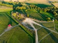 Aerial view of Kryziu kalnas, or the Hill of Crosses, a site of pilgrimage near the city of ÃÂ iauliai, in northern Lithuania Royalty Free Stock Photo