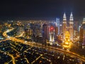 Aerial view of Kuala Lumpur Downtown, Malaysia. Financial district and business centers in smart urban city in Asia. Skyscraper Royalty Free Stock Photo