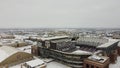 Aerial view of the Kyle Football Field covered in snow in College Station, Texas, USA Royalty Free Stock Photo