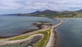 An aerial view of the Kyle of Tongue bridge in the Scottish Highlands Royalty Free Stock Photo