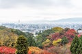 Aerial view of Kyoto City from Kiyomizu-dera in Autumn season, Japan Royalty Free Stock Photo