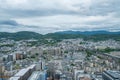 Aerial view of the Kyoto cityscapes during the twilight in a cloudy day, Japan Royalty Free Stock Photo