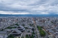 Aerial view of the Kyoto cityscapes during the twilight in a cloudy day, Japan Royalty Free Stock Photo