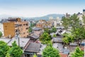 Aerial view of Kyoto home roofs, Japan Royalty Free Stock Photo