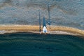 Aerial view of Kythnos island in Greece double side beach