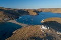 Aerial view of Kythnos island in Greece double side beach