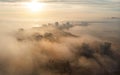 Aerial view La Manga during sunrise. Spain