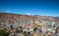 Aerial view of La Paz city with Illimani Mountain on background - La Paz, Bolivia Royalty Free Stock Photo