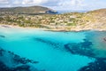 Aerial view La Pelosa beach Sardinia island, Italy. Royalty Free Stock Photo