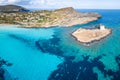 Aerial view La Pelosa beach Sardinia island, Italy. Royalty Free Stock Photo