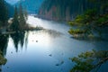 Aerial view of Lacu Rosu lake. Autumn scene of Harghita County, Romania, Europe Royalty Free Stock Photo