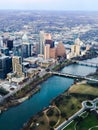 Aerial view of Lady Bird Lake and Austin Texas
